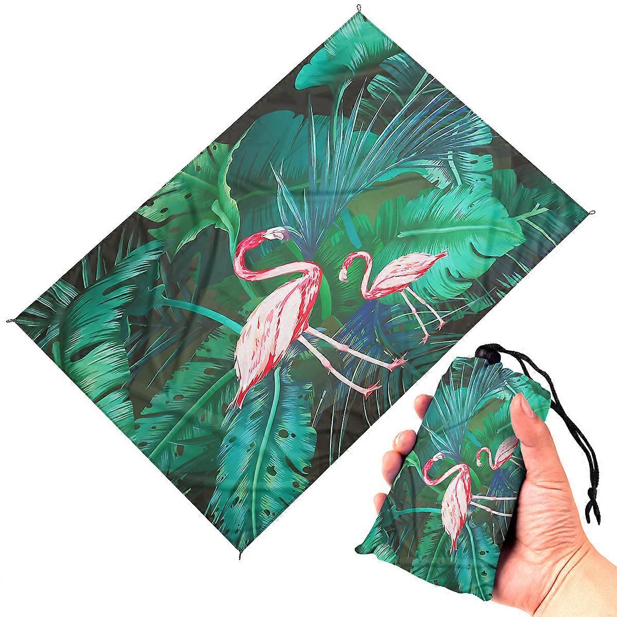 210 x 200cm Waterproof Picnic Blanket (Flamingo Pattern), Camping Beach Mat, Portable Sand Protector for Camping, Hiking
