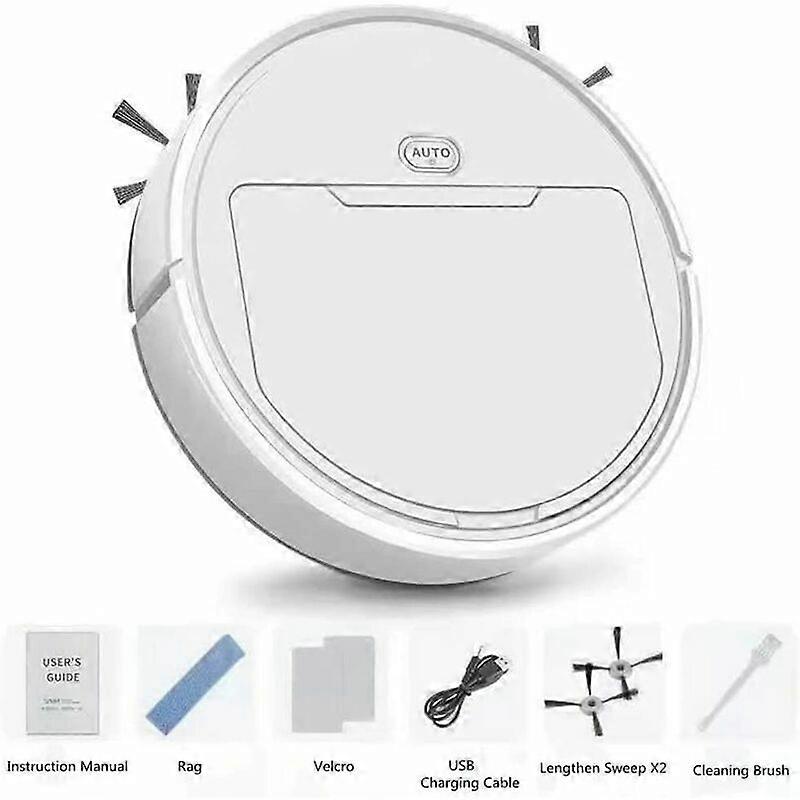 Automatic Robot Cleaner 3 in 1 Intelligent Robot Sweeper Household Lazy Vacuum Cleaner Wireless Cleaning Sweeping Robot, White B