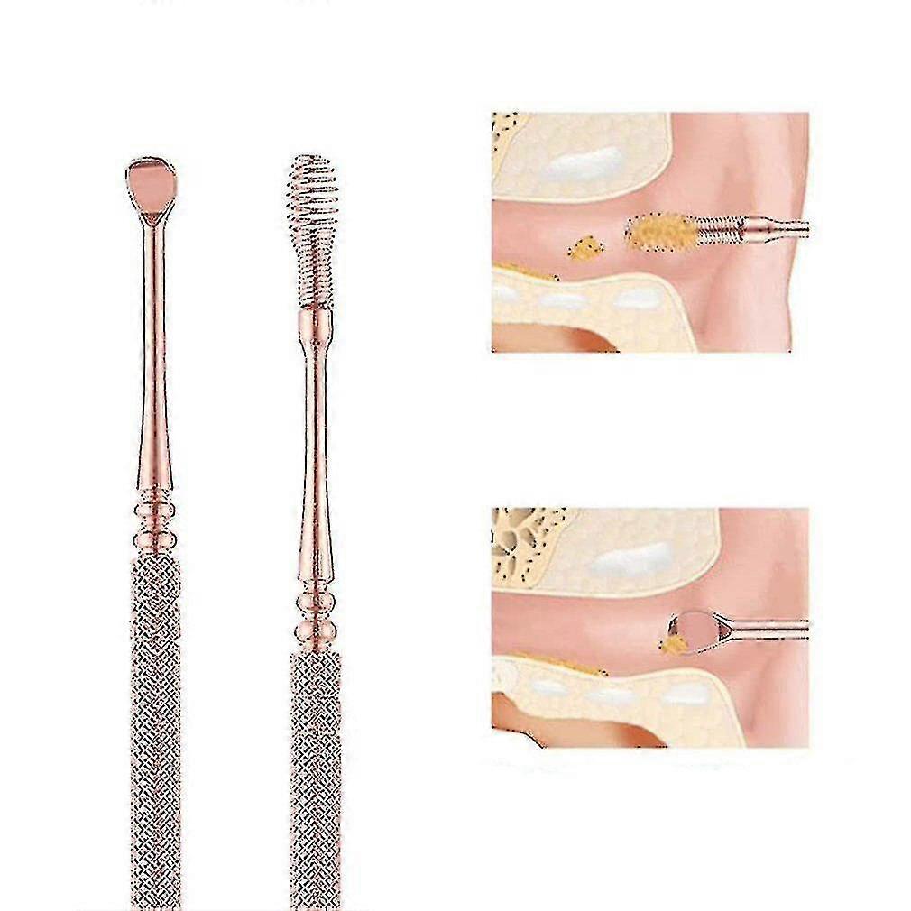 سدادات أذن من الفولاذ المقاوم للصدأ مع صندوق تخزين (1 مجموعات-ذهبي وردي)