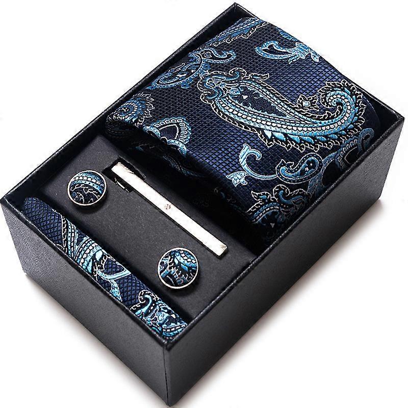 Ties for Men Set with Pocket Square Cufflink and Tie Clip