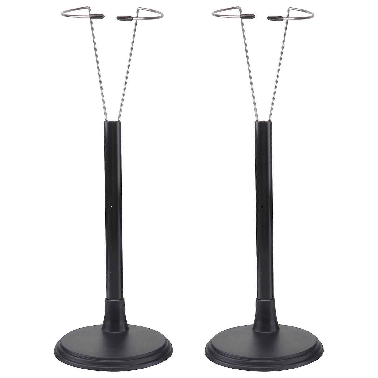 2Pcs Creative Doll Bracket Support Portable Toy Stand Fashion Doll Storage Rack Display Rack for Home Store (Black Rack for 35cm Doll)