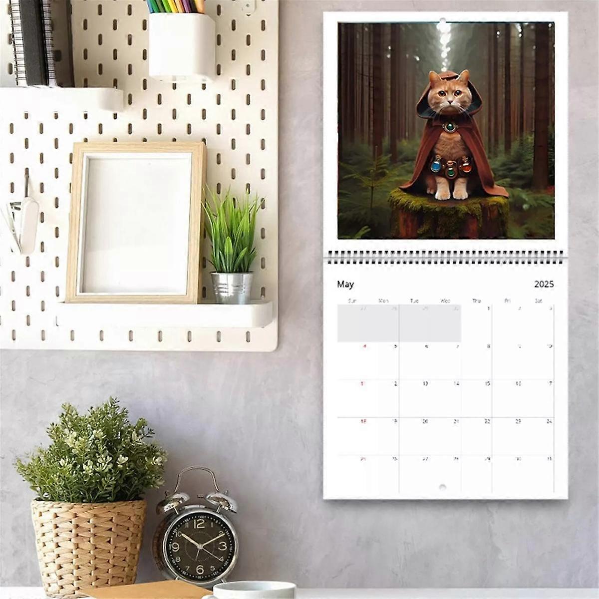 2025 Weird Medieval Quests Cats Calendar 2025 Funny Cat Wall Hanging