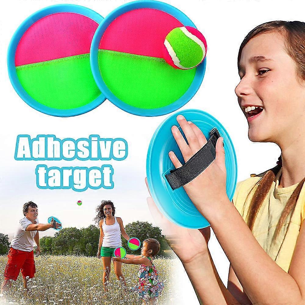 Kids Boys Sucker Ball Sticky Target Racket Throwing Catching Ball Game Toys With 4 Paddles And 4 Balls