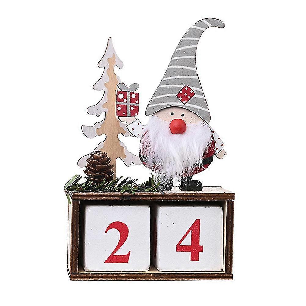 Blocs de compte à rebours de Noël Père Noël Noël Compte à rebours en bois de Noël Calendrier de l’Avent Blocs Calendrier de l’Avent avec une table en bois