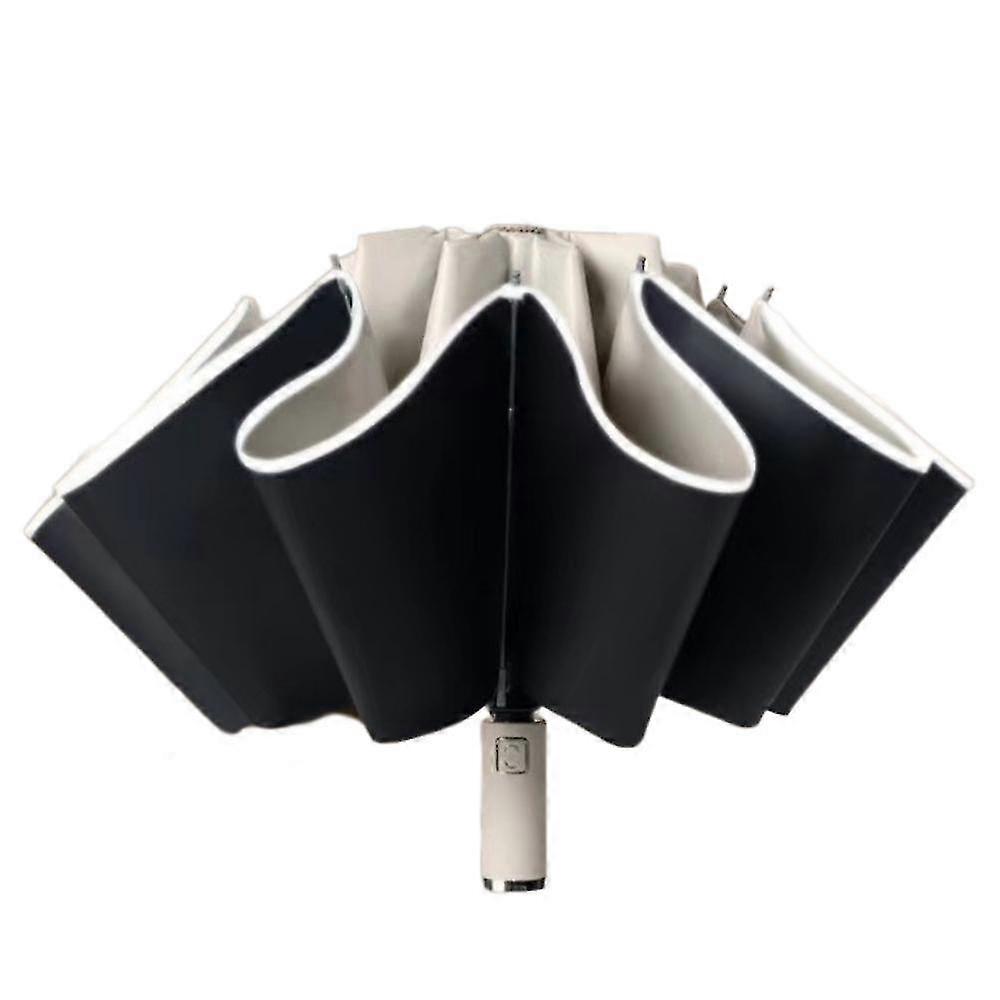 Travel Umbrella, Protected With Lightweight And Windproof Auto Open Compact For Summer Essential, Portable Rain Sun Protection(cream-coloured)