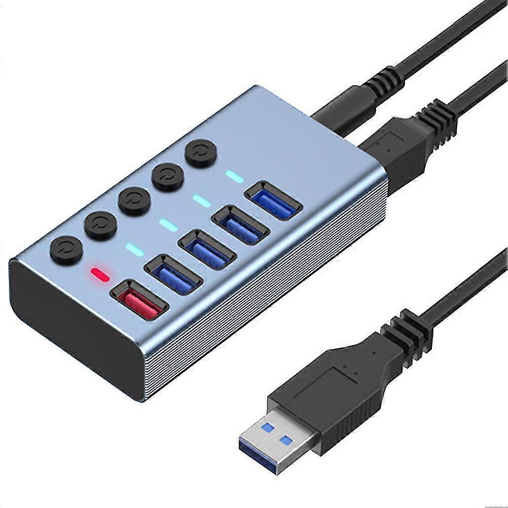 5 Ports Usb3.0 Splitter Computer Extender Usb Hub 2.4a Fast Charging Port External 12v Supply -eu P