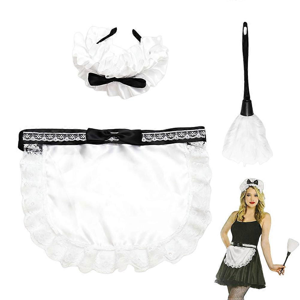 Dienstmädchen-Kostüm Set – Schürze, Stirnband & Staubwedel Für Halloween & Cosplay