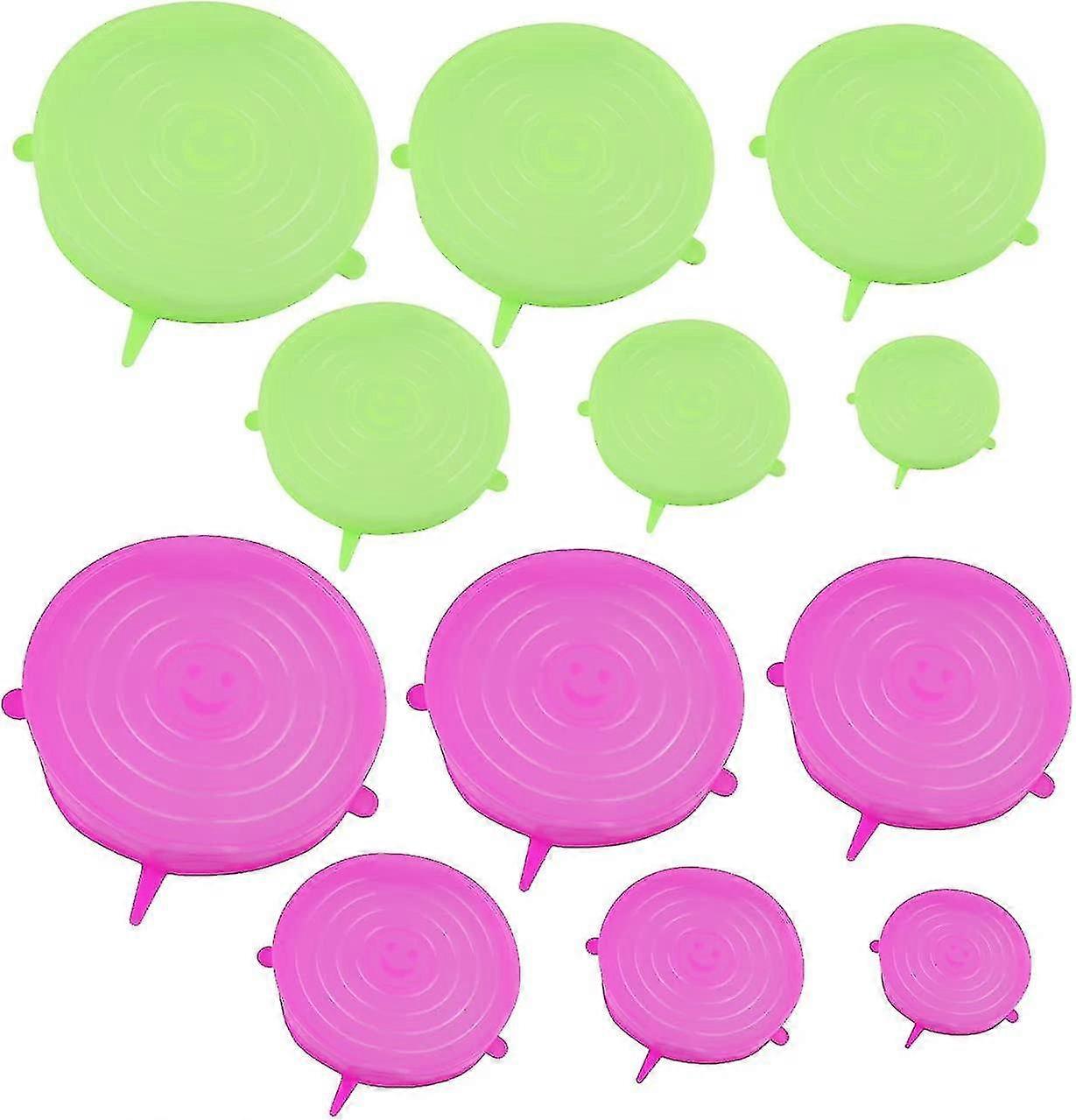 12 Pieces Silicone Lids, Stretchable Multifunctional Crisper Lids For Kitchens