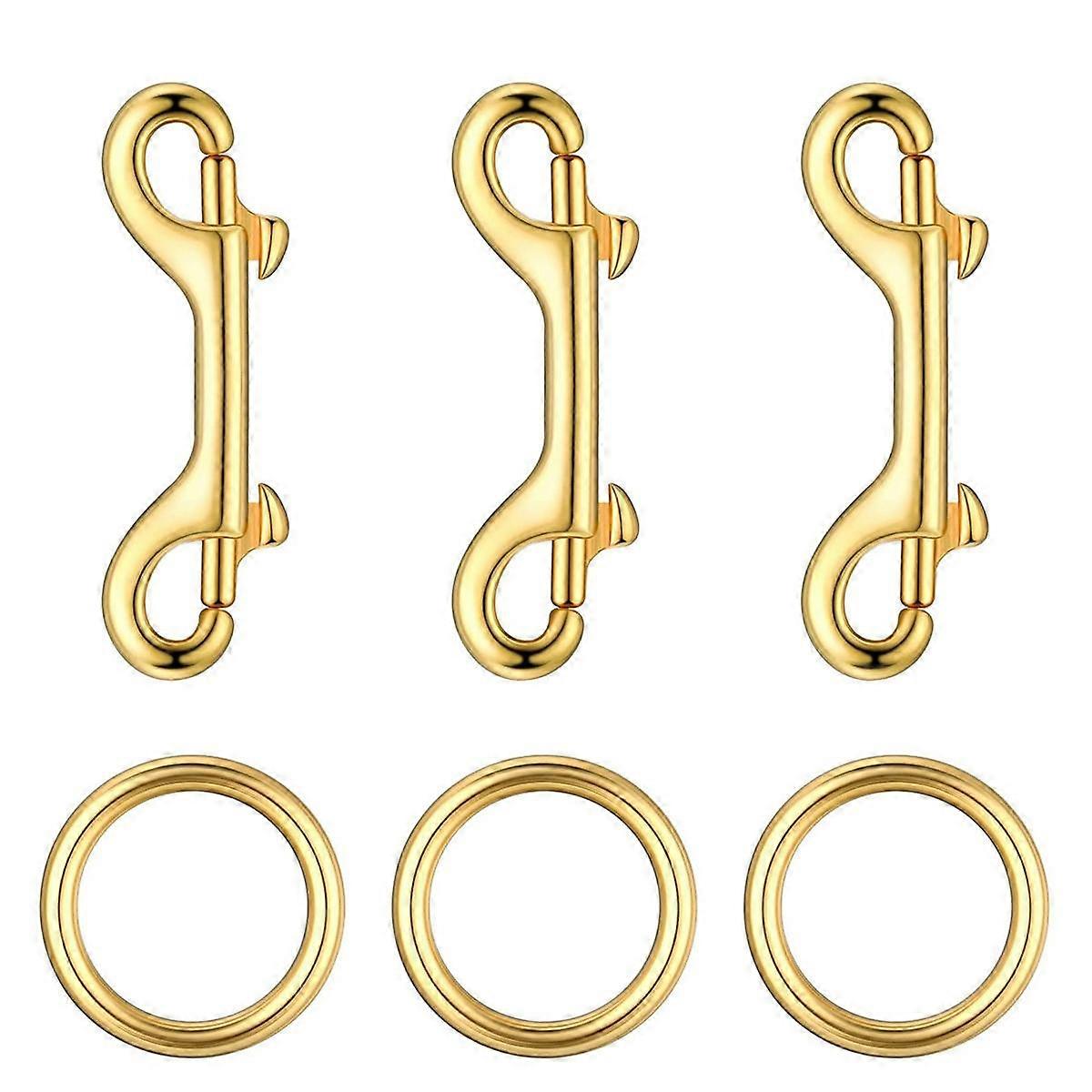 Double Ended Bolt Snap Hook with Brass Ring,Double Sided Clip Pet Accessory for Linking Dog Leash C