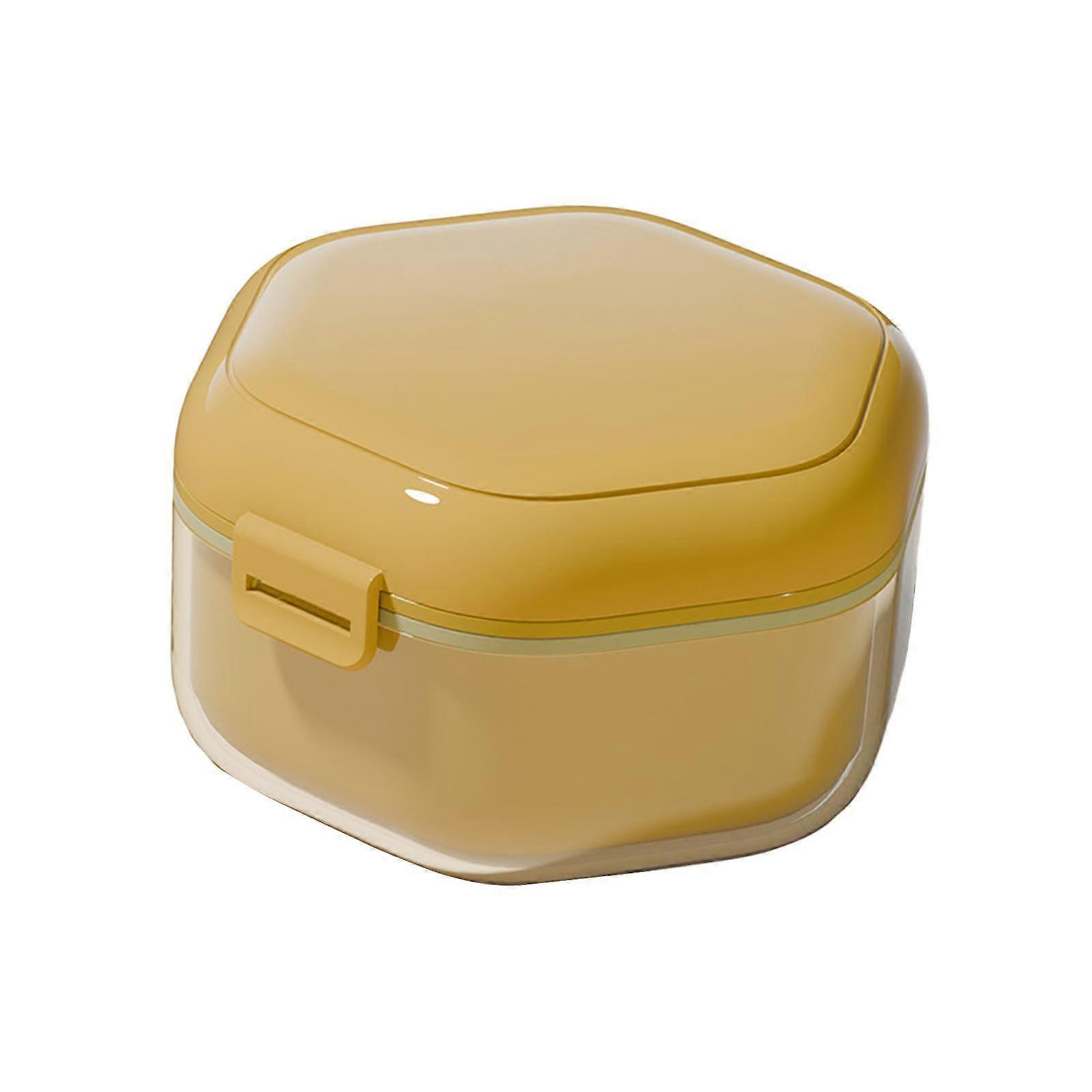Denture Case Tooth Aligner Case Retainer Box for Mouth Guard Travel Retainer Yellow