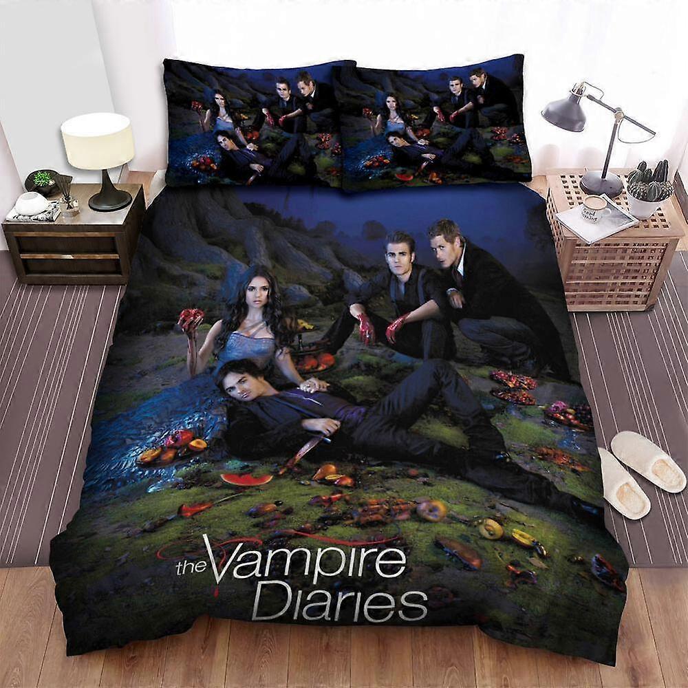 v66 Lençóis The Vampire Diaries - Give In To Your Appetite Conjunto de Capa de Edredom Lençóis IU66
