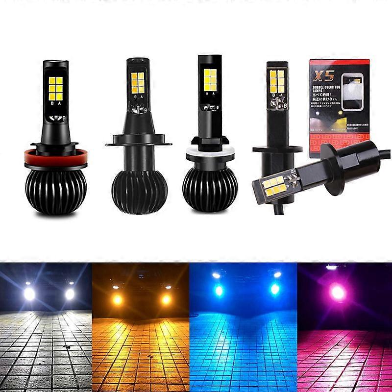 2pcs COB LED car light Fog s Dual Color Flash Automobile 9005 9006 H1 H3 H7 H8 H11 H27 880 881 Tuning Universal Ice blue Bulbs