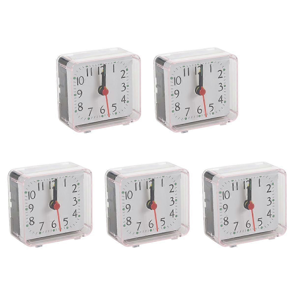 5PCS Portable Cute Mini Cartoon Multi-Function Table ClocksWhite