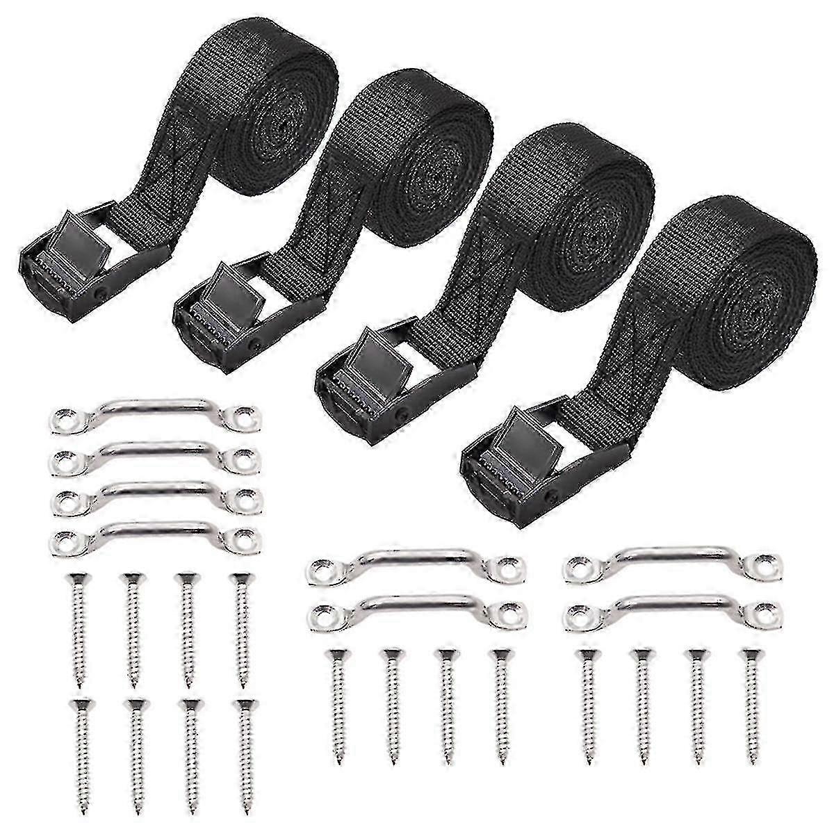 Kit de sangle d’attache de batterie de 1 pouce x 4 pieds avec boucle à cames en acier inoxydable, support et vis pour bateau