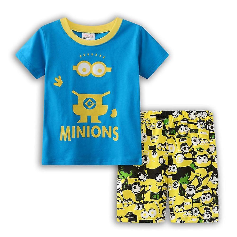 Barn Minions Tryckta Toppar + Shorts Pyjamas Pjs Set Nattkläder Loungewear Nattkläder Outfits