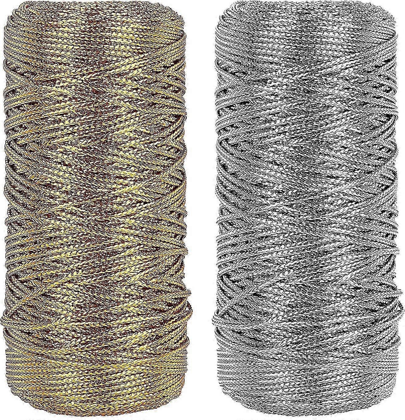 218 Yard Metallic Thread Cord Tinsel String, 1.5mm, Gold and Silver, Non-Stretch, Sparkle Thread