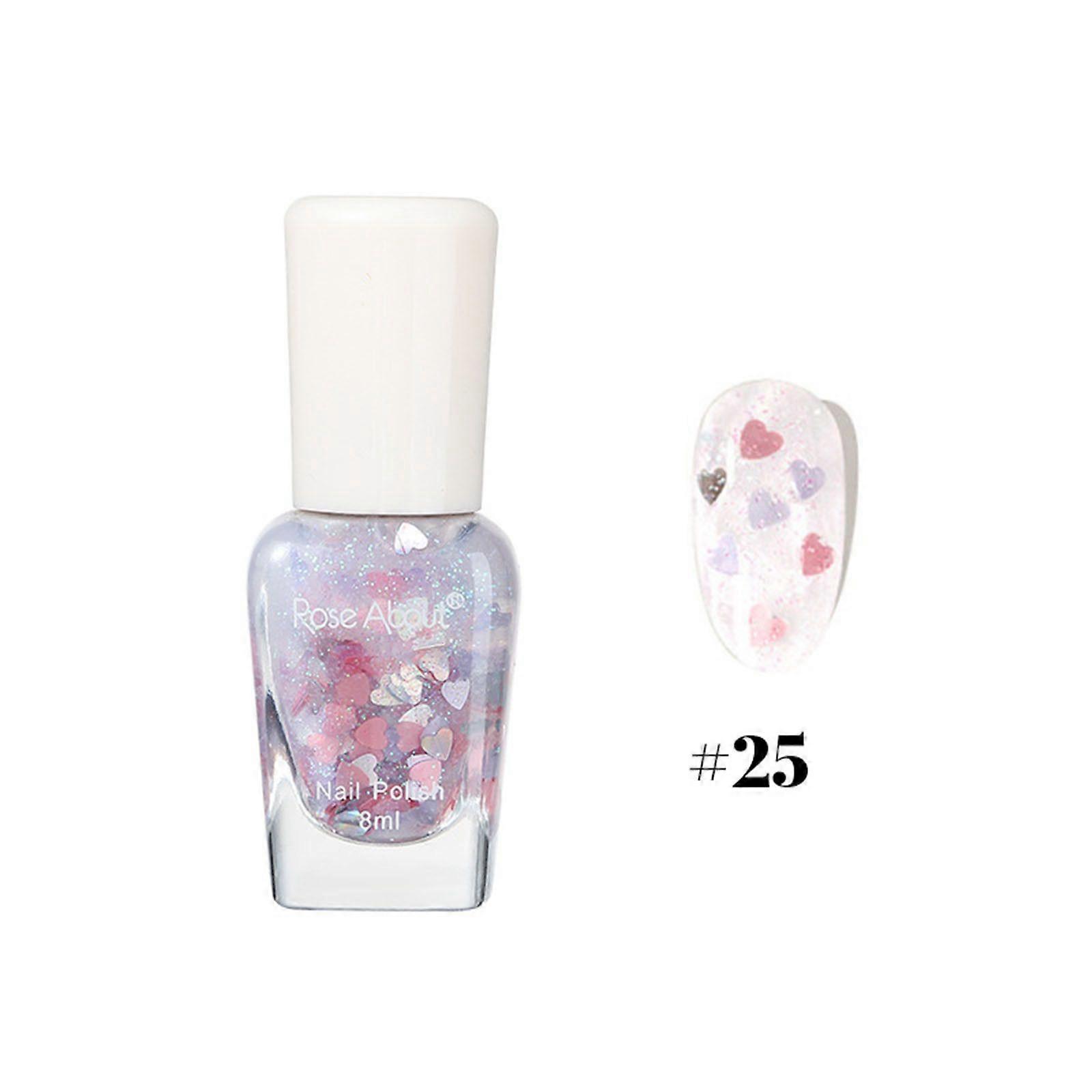 Tearable Baking Water-based Nail Polish No Odor Flash Gloss Sequins Nail Enhancement 8ml