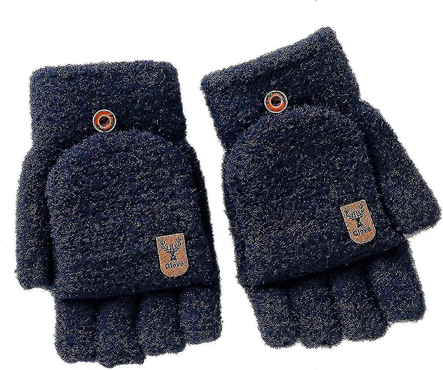 Fingerless Flip Thermal Gloves Soft Fluffy Touch Screen Winter Warm Work Gloves Gift