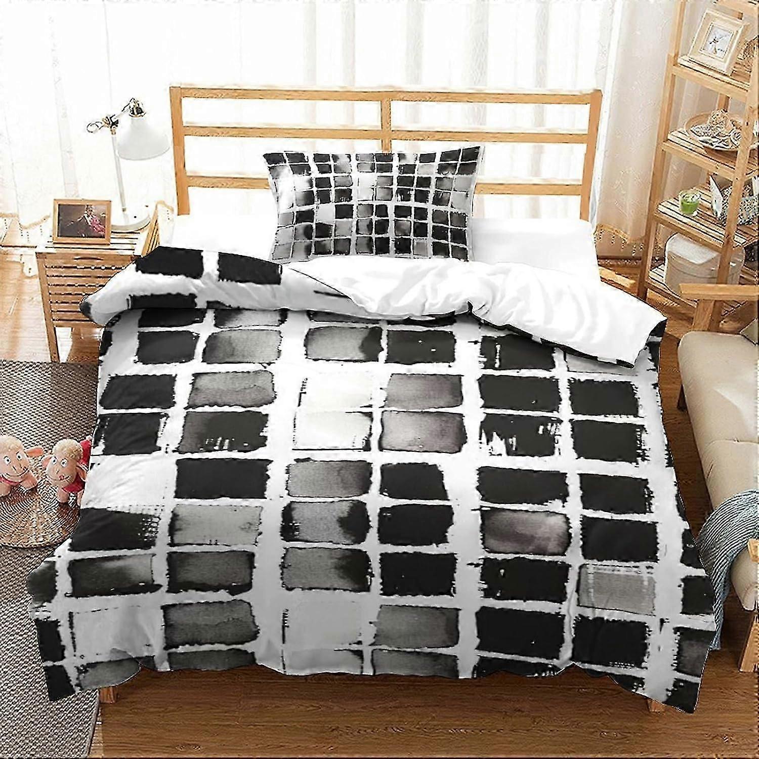 J4012 Lakan Stripe Påslakan Sets 3 st Hotellkvalitet Täcke Sängkläder Sängöverdrag med örngott med dragkedja Ultra Soft Hypoaller