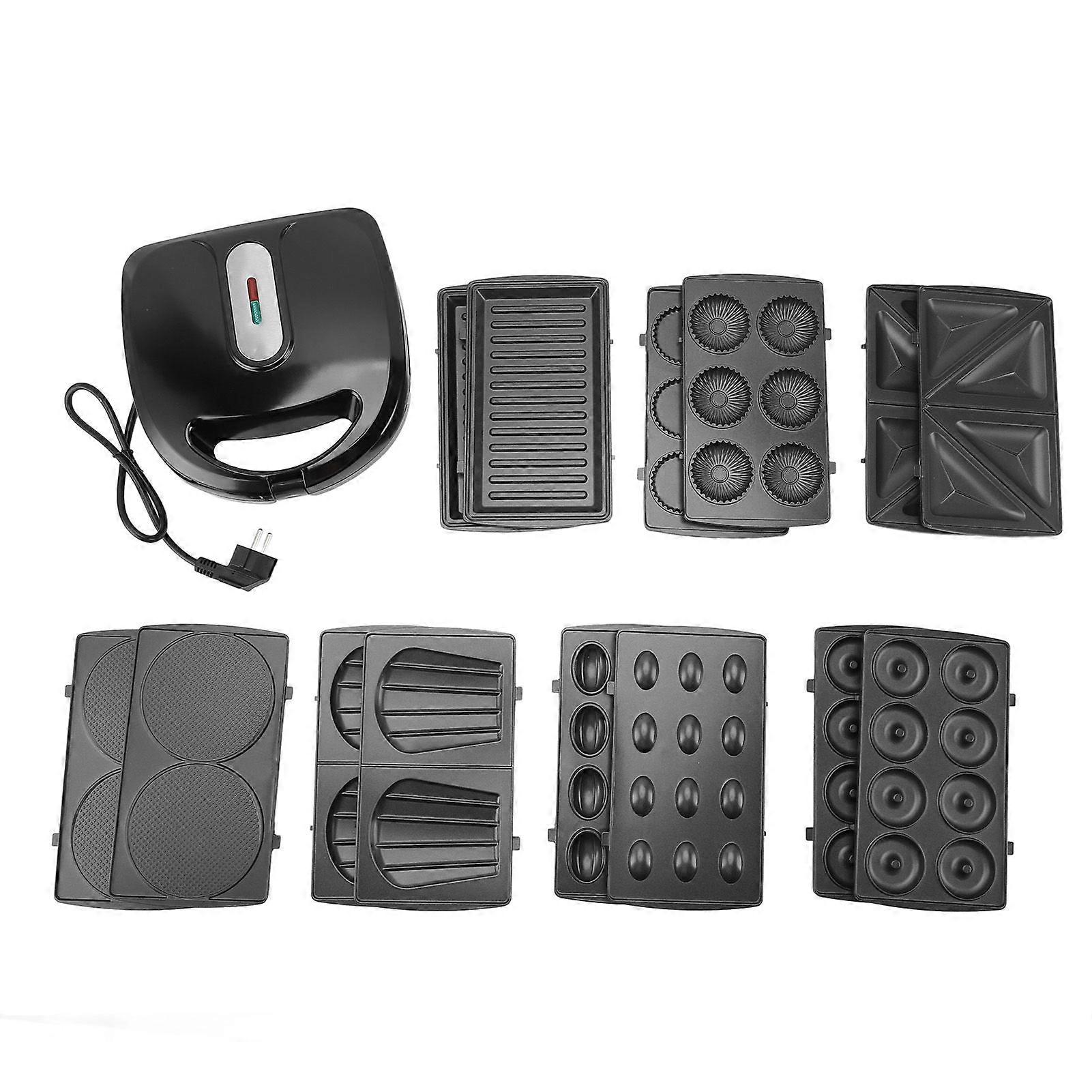 8 in 1 Breakfast Machine Multifunction Prevents Stick Dual Sided Heating Automatic Temperature Control Waffle Panini Donut Maker EU Plug 220V