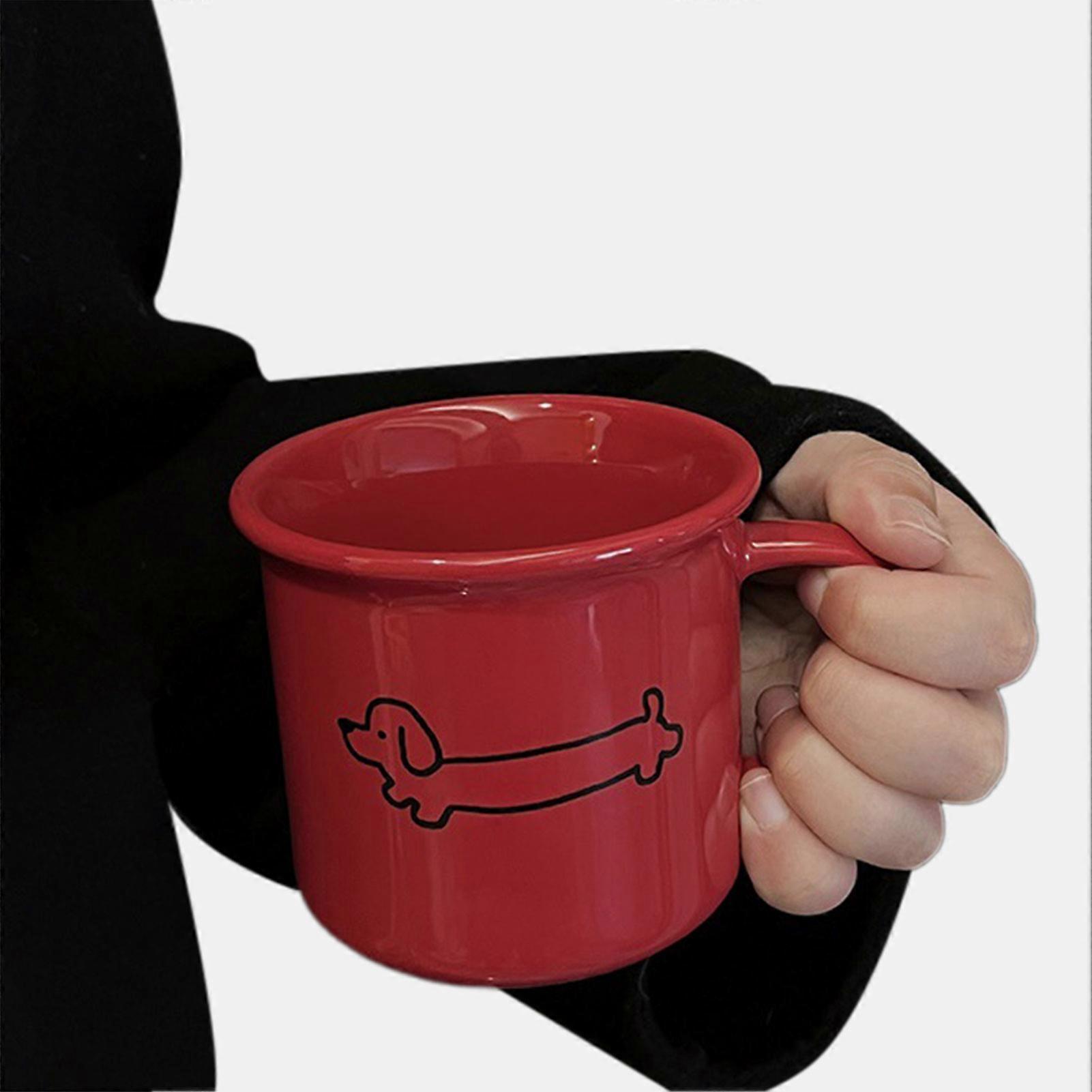 Dachshund Pattern Ceramic Coffee Mug Hand-made Decorative Tea Coffee Cup for Home Decor