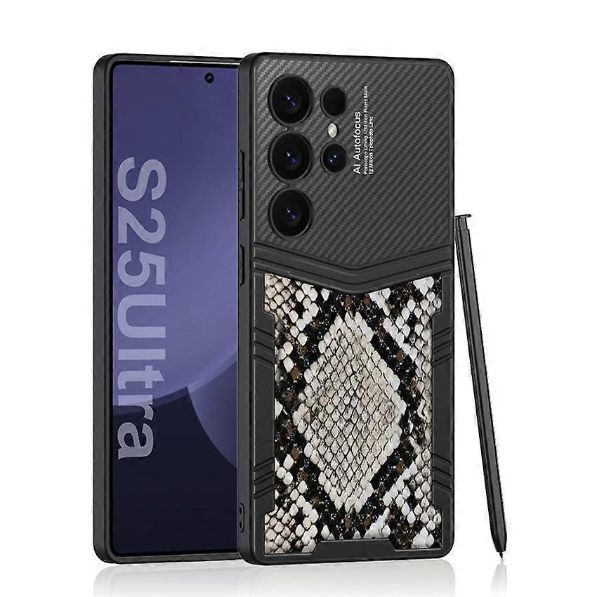 For Samsung S25Ultra Mobile Phone Case Cell Phone Case Crocodile Print Ultra Thin Vegan Leather Leather Case Business Accessories(Python Pattern)