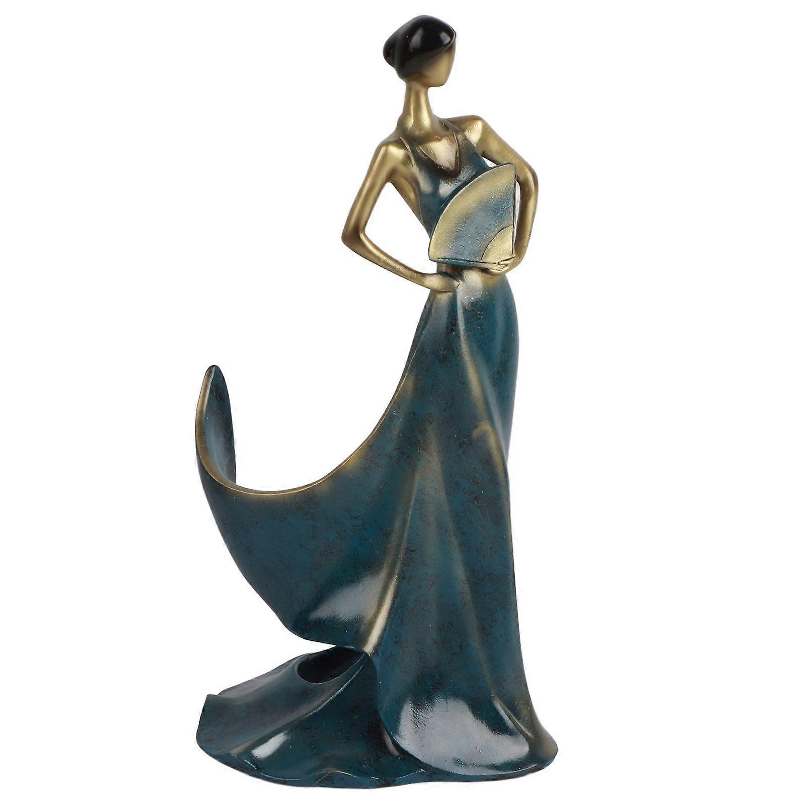 Dancing Girl Figurines Wine Holder Statue Synthetic Resin Wine Bottle Rack Stand for Bar Counter Home Decoration Blue