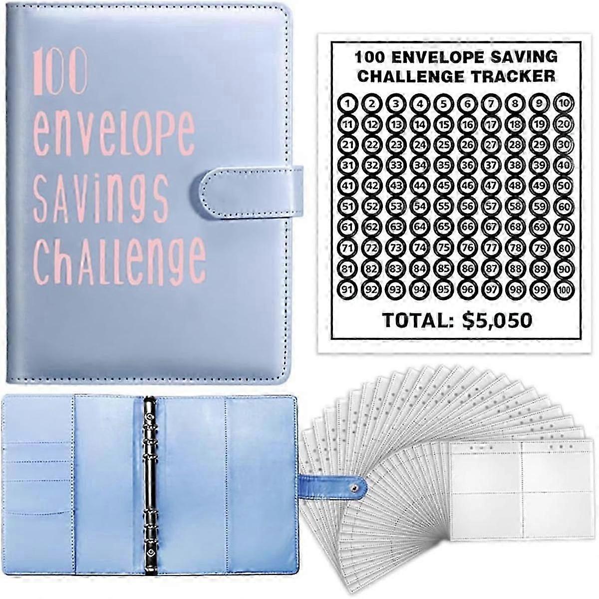 100 Envelope Challenge Binder, A5 Budget Binder - Save 5,050 with the Challenge