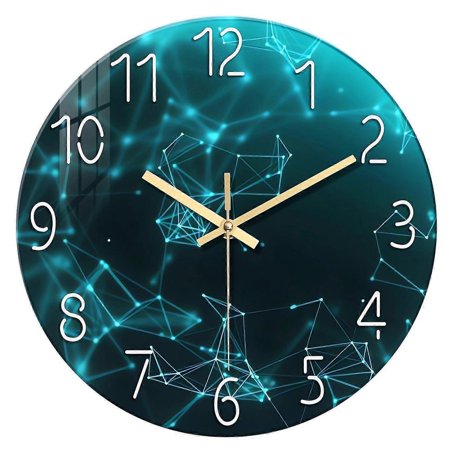 Glass Wall Clock Silent Non Ticking Wall Clock- 12 Inch Quality Quartz Battery Operated Round Clock for Home Office Factor