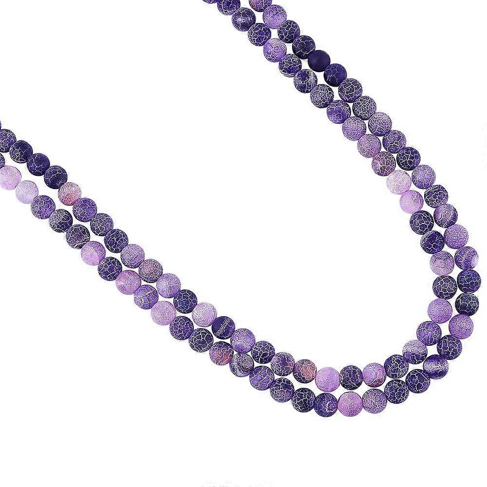 Natural Weathered Agate Beads Strands Dyed Frosted Round Dark Violet 8mm Hole: 1mm about 46pcs/strand 14 inch 2strands/box
