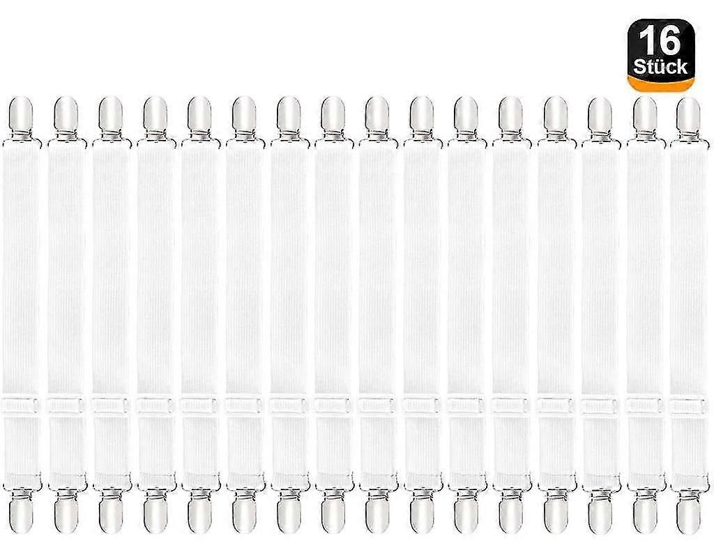 12pcs Adjustable Sheet Clamps, Elastic Sheet Clamps, Sheet Clamps With Metal Clips Fitted Sheet Holder White