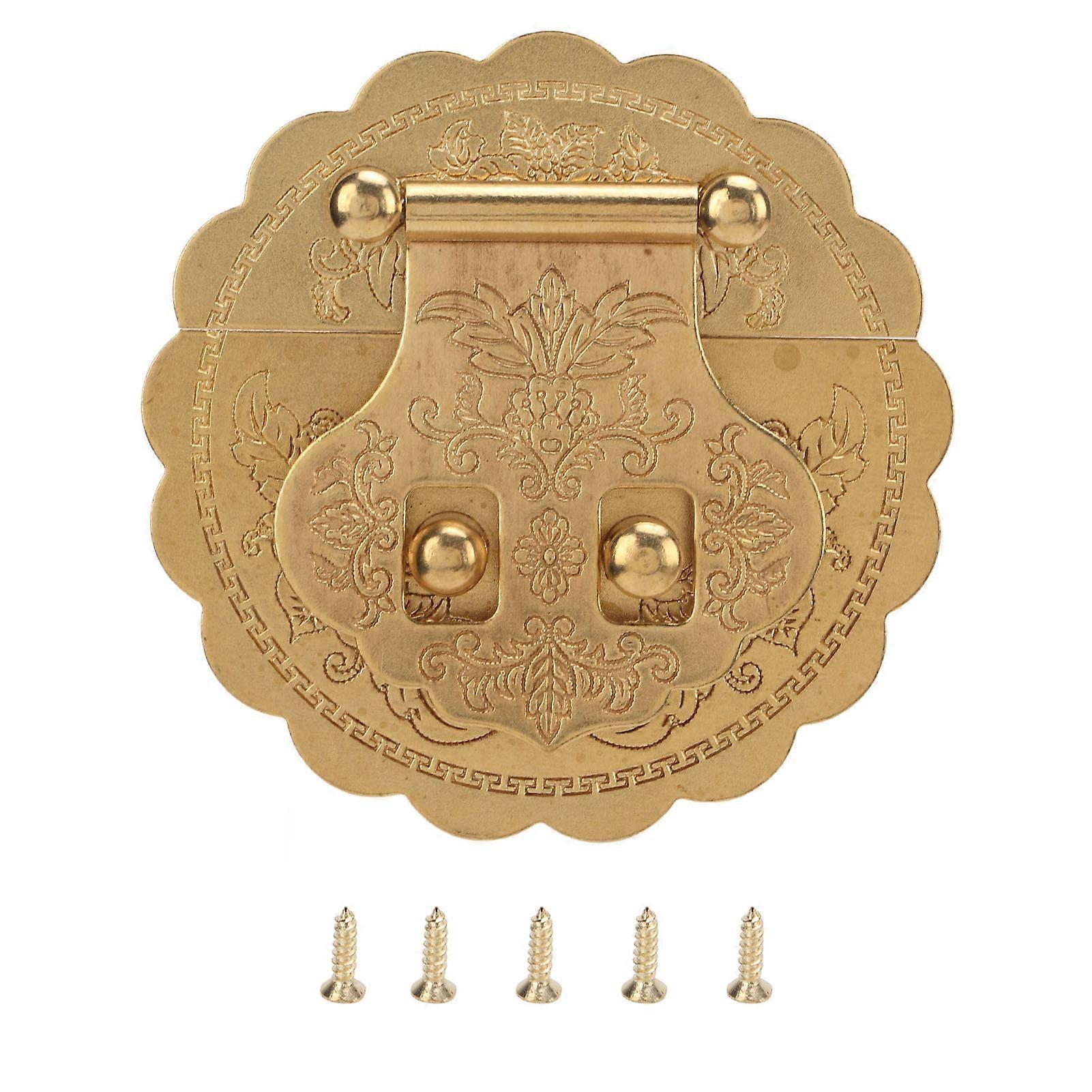 Brass Hasp Buckle Lock Retro Design 8cm Diameter Rust Resistance Metal Lock for Cabinet Wooden Box