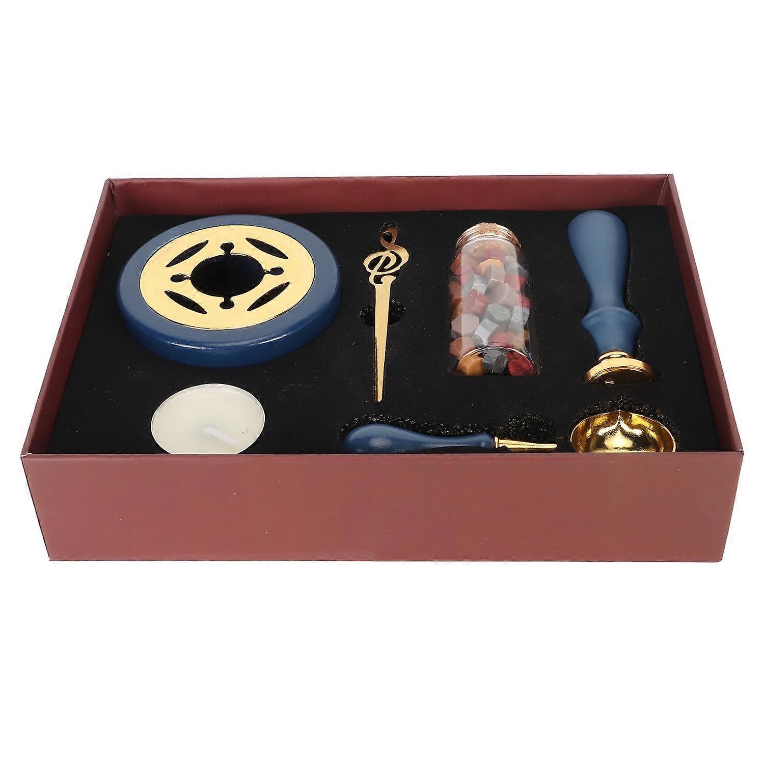 Wax Sealing Stamp Kit with Sealing Wax Warmer Wax Spoon Retro Wax Stamp Kit for Invitations Envelope