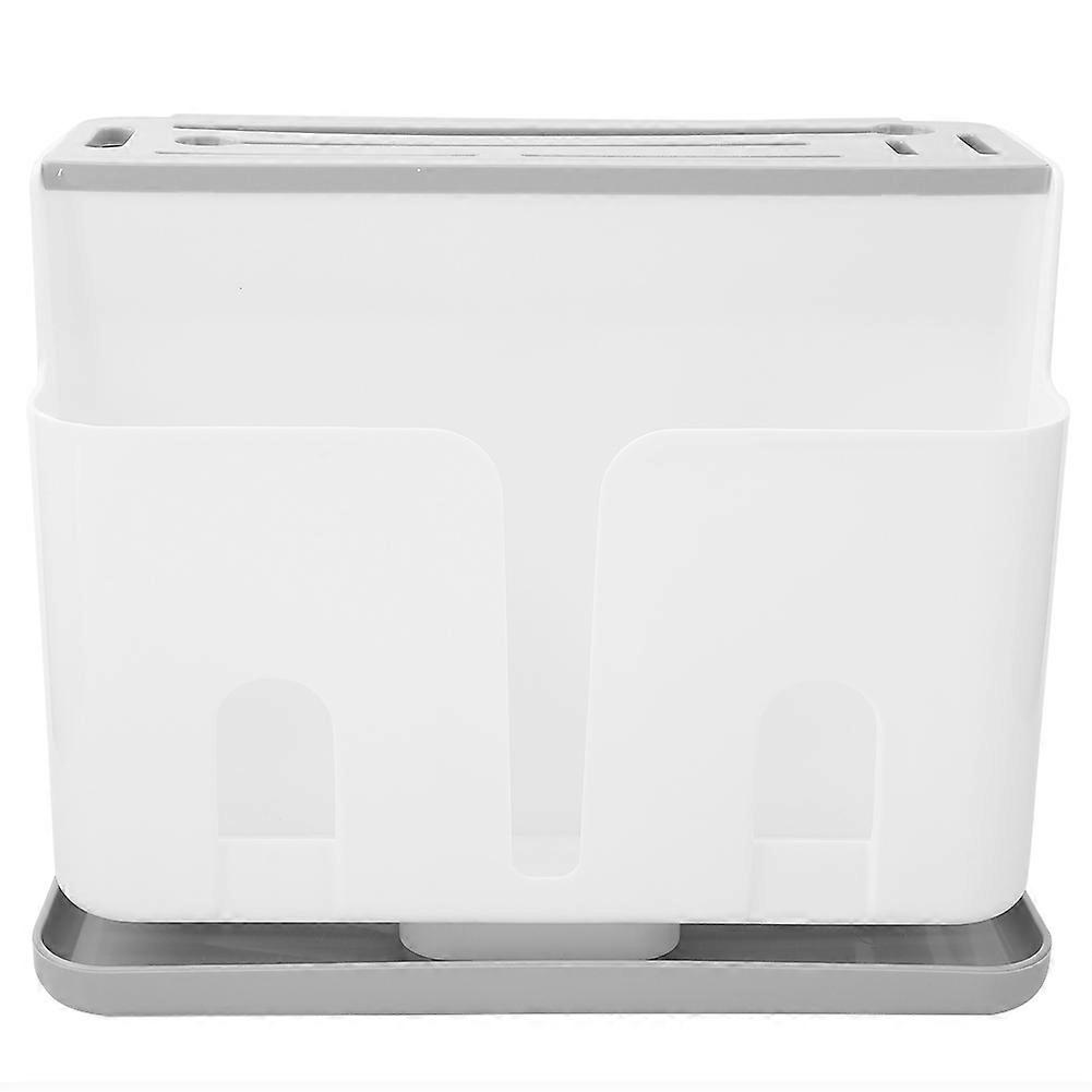 Multi-functional Kitchen Knife Rack Holder Plastic Knife Shelf Storage Rack White + Grey