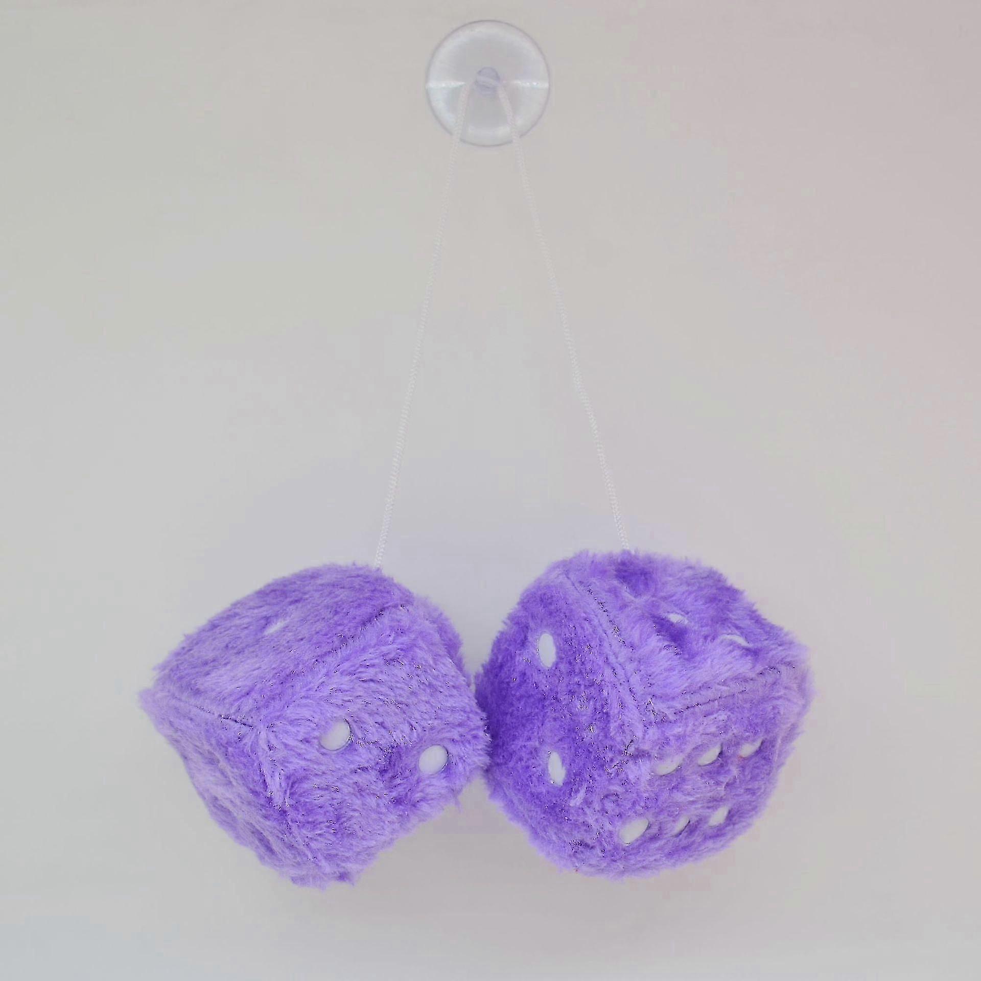 2pcs Pair Of Retro Square Mirror Hanging Couple Plush Dice With Dots Car Decoration Dice Pendant