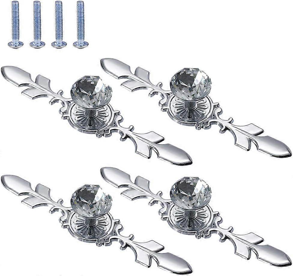 Crystal Drawer Knobs, 4pcs Diamond Cabinet Pull Handle, Clear Crystal Door Knobs, Cabinet Drawer Knob, Wardrobe Handle, for Cabinet, Drawer, Door