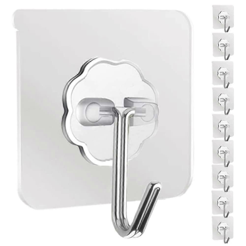 Self-adhesive wall hooks, 10-pack