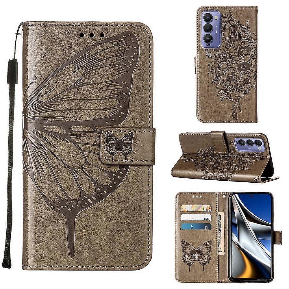 For Tecno Camon 18P / 18 Embossed Butterfly Leather Phone Case
