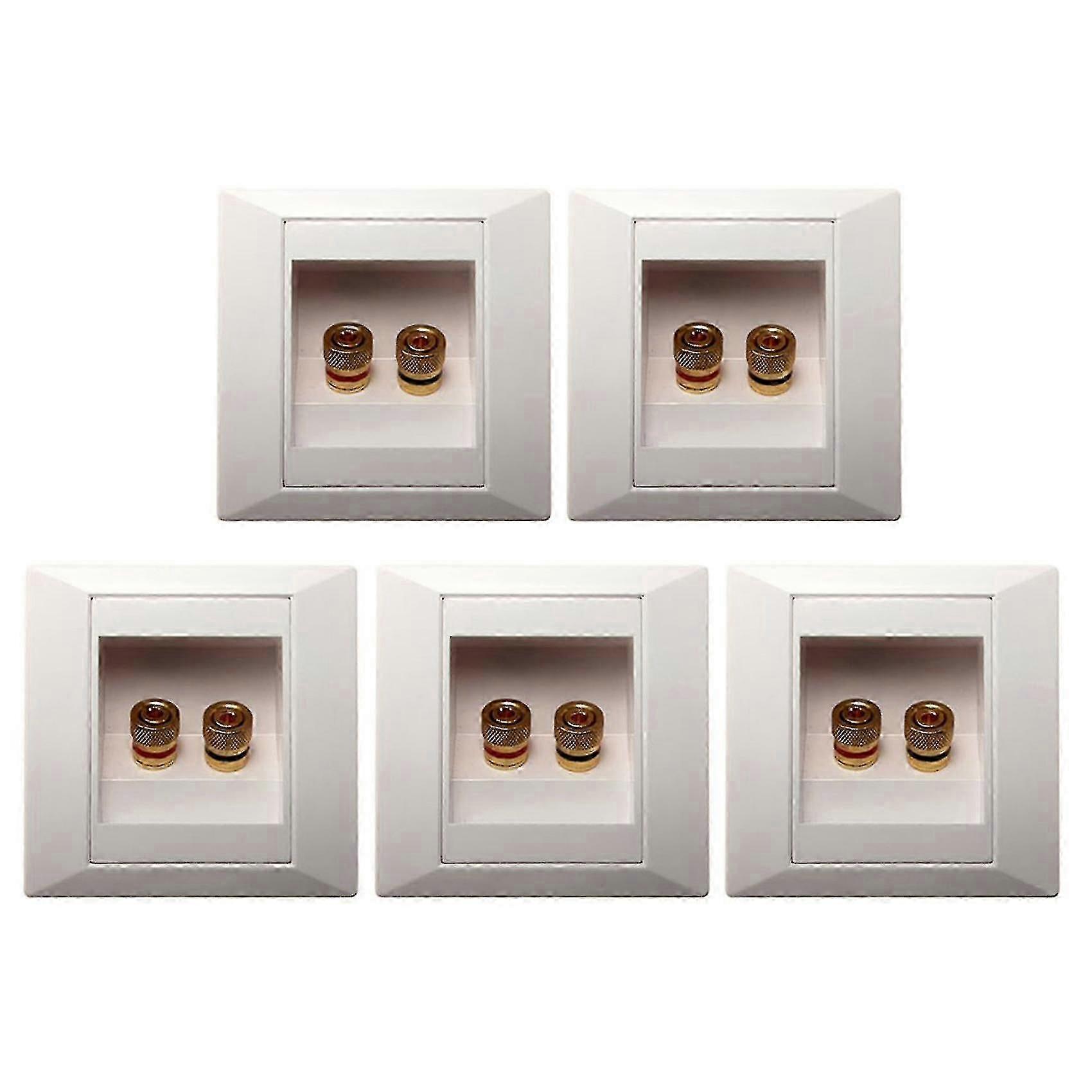 5x Wall Socket Connection Port With 2 Jack Speaker White