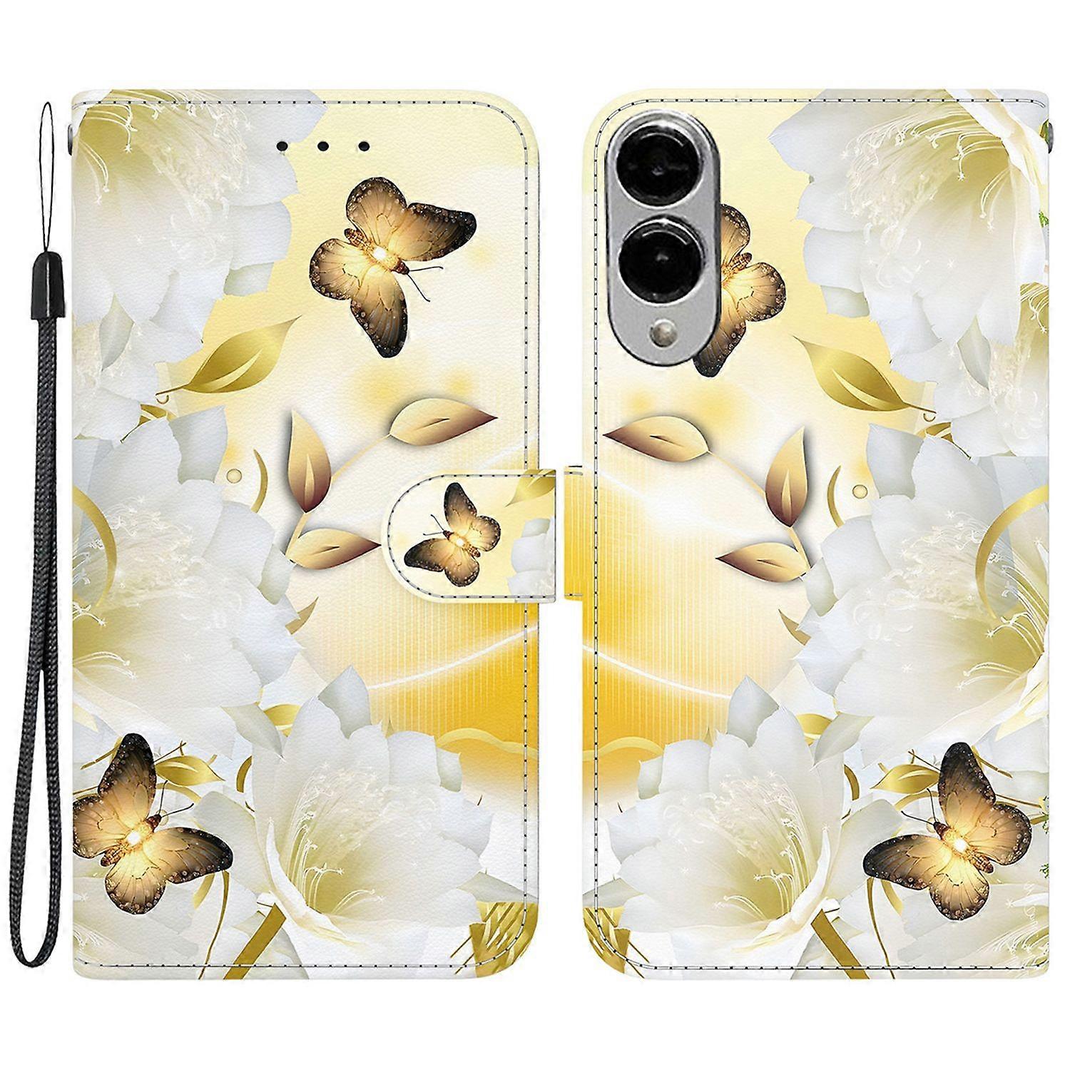 For Samsung Galaxy S25 Edge Wallet Phone Case Anti-Drop Leather Flip Cover Pattern Printing - Gold B