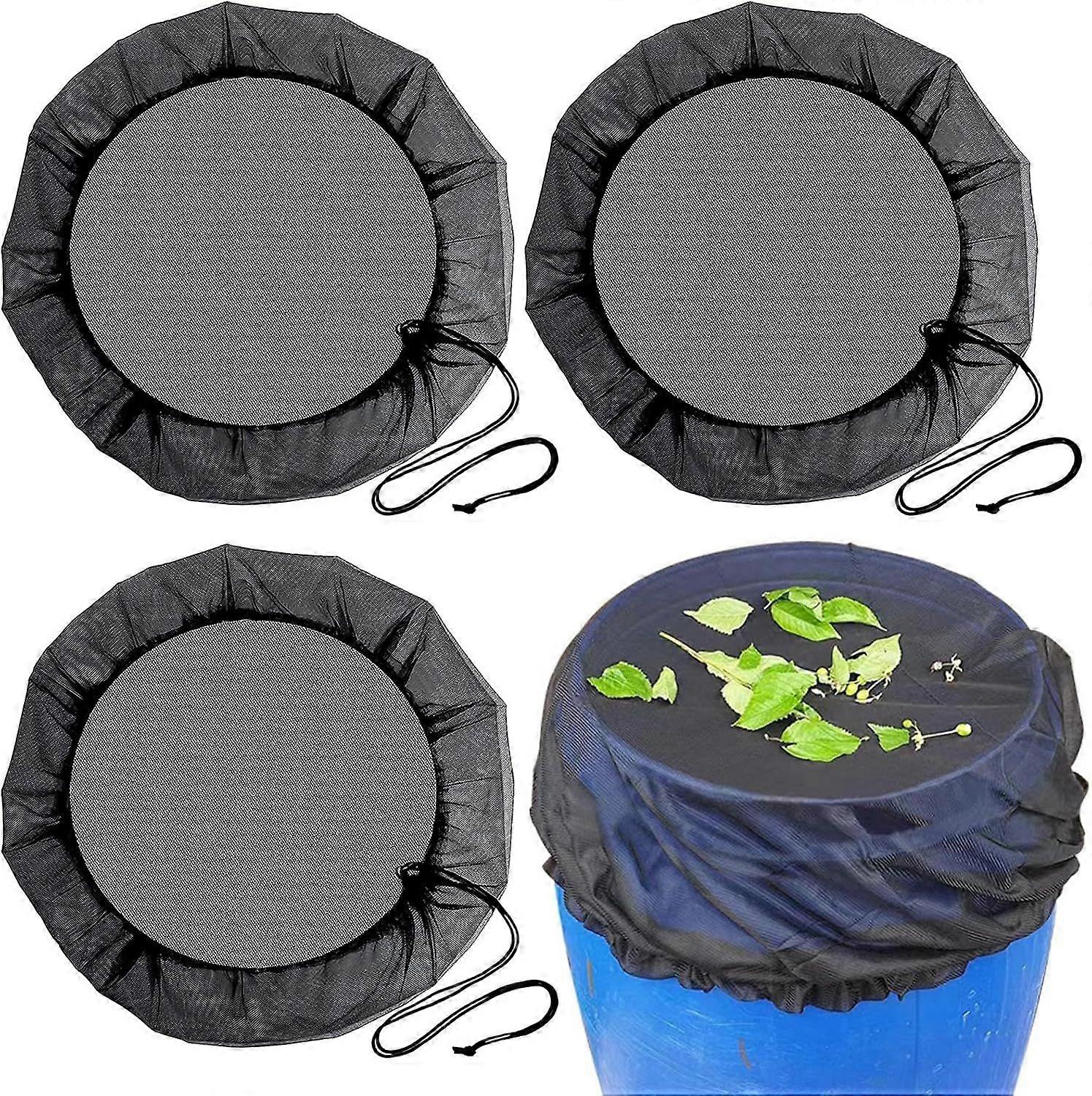 Pieces Rain Barrel Net, 95cm Adjustable Rain Barrel Net with Drawstring, Water Tank Net for Protection Against Mosquitoes and Leaves