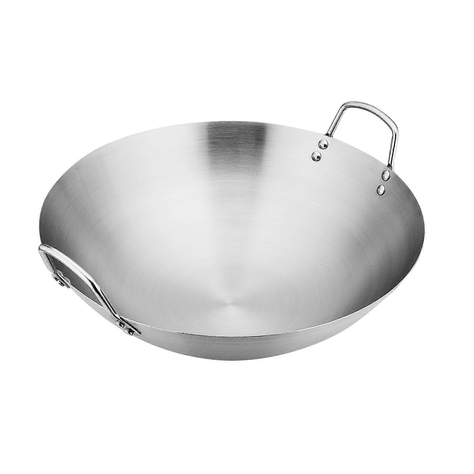 Steel Round Bottom Wok Dual Handle Frying Pan for BBQ Fried Potatoes Scrambled
