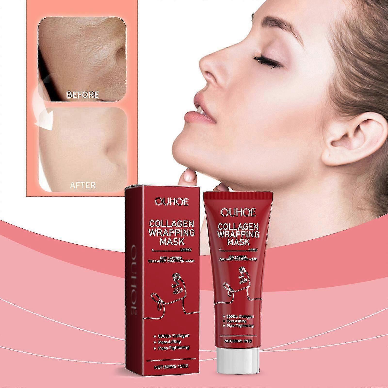 Máscara de envolvimento de colágeno Red Lacto, máscara de envolvimento de colágeno Red Lacto, máscara de peeling off de colágeno, máscara de envolvimento noturno de colágeno