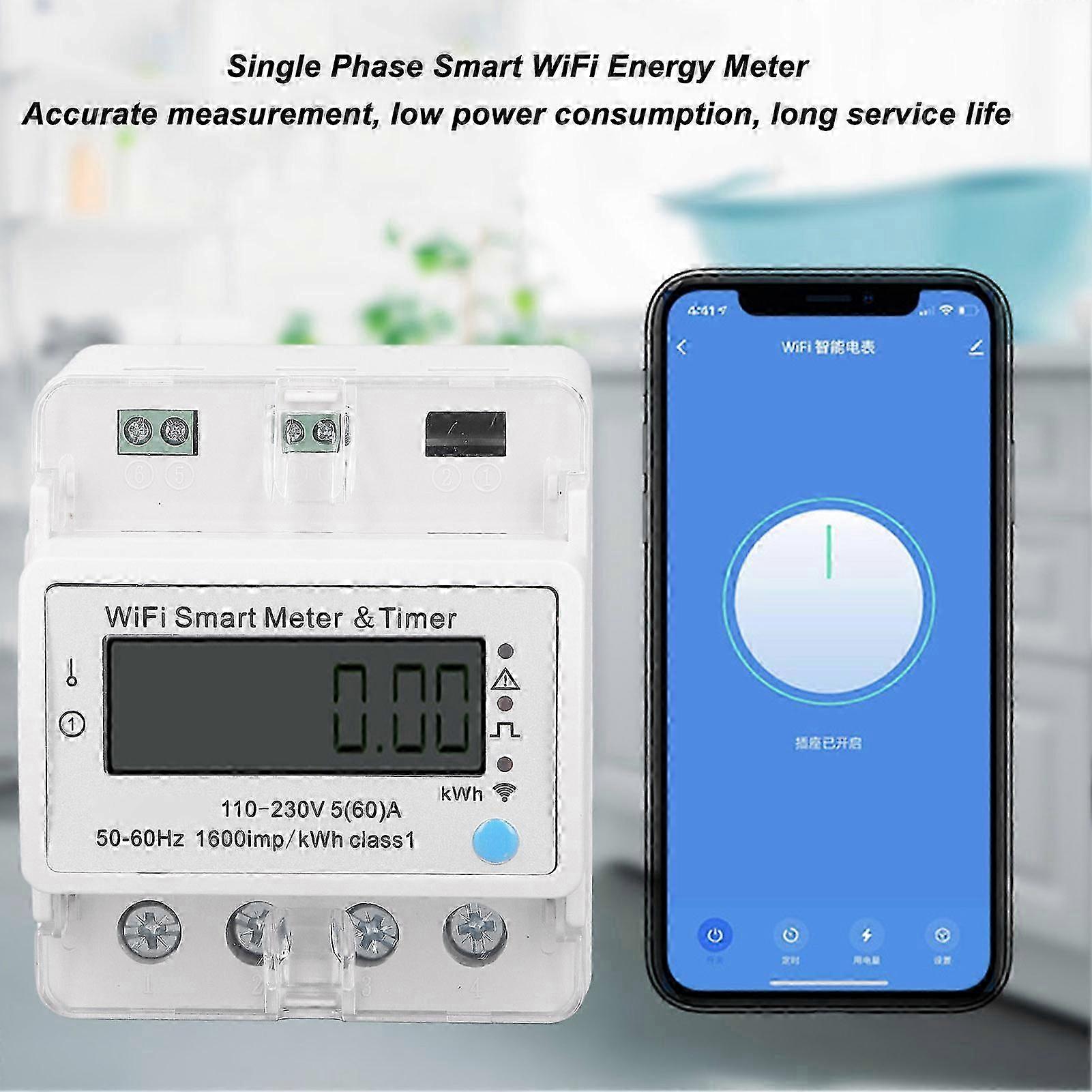Monitor Energia Elettrica WiFi - Misuratore Consumi Su Guida DIN Per Casa 110/220V