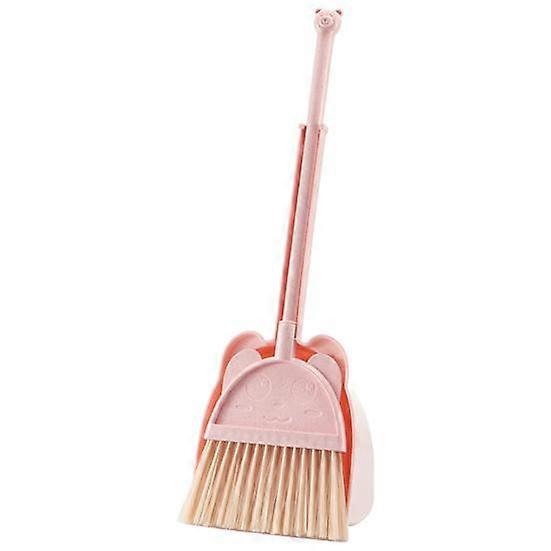 1 Set Mini Children Broom Dustpan Cartoon Flexible Bristles Little Housekeeping Helper Kids Pretend Play Toddlers Indoor Outdoor Floor Sweeping