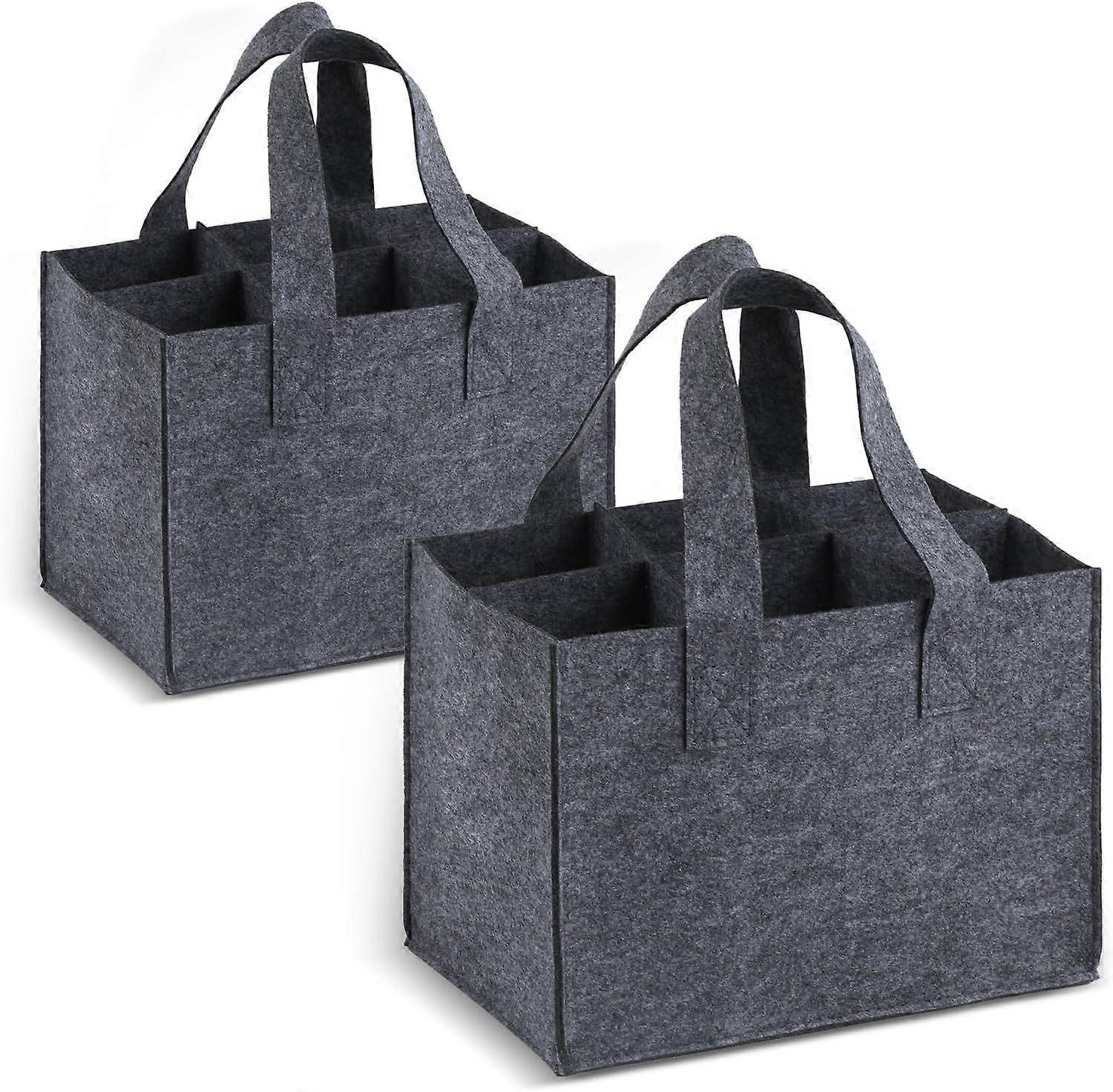 Pcs Felt Wine Bag 6 Compartments, Bottle Bag for 6 Bottles, Wine Bottle Holder, Wine Bottle Bag, Bottle Carrier, Reusable Carrying Bag with Handle fo