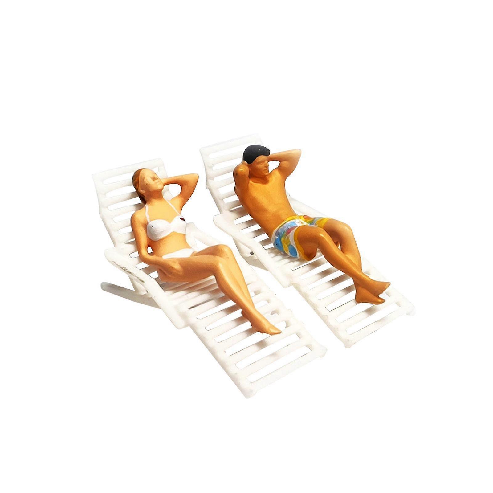 1:87 Scale Beach Lovers Set Model recliner Resin for Diorama Scenery Desktop