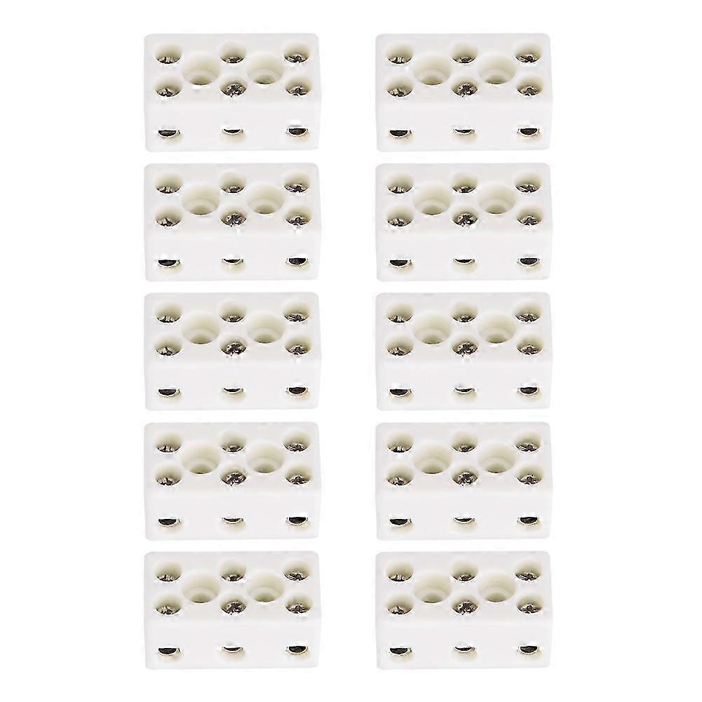 10pcs 3 Way 24A Ceramic Terminal Block Wire Connector High Temperature Resistant