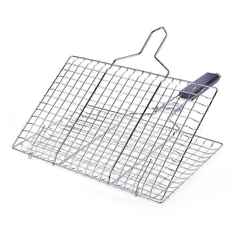 Foldable grille basket, portable stainless steel barbecue grilled basket, removable handle