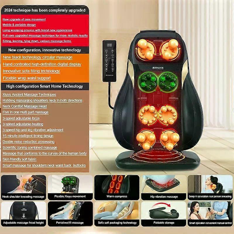 كرسي وسادة تدليك ثلاثي الأبعاد متعدد الوظائف ظهر دعم الورك وسادة تدليك عجن سيارة كهربائية ووسائد تدليك الرقبة المنزلية